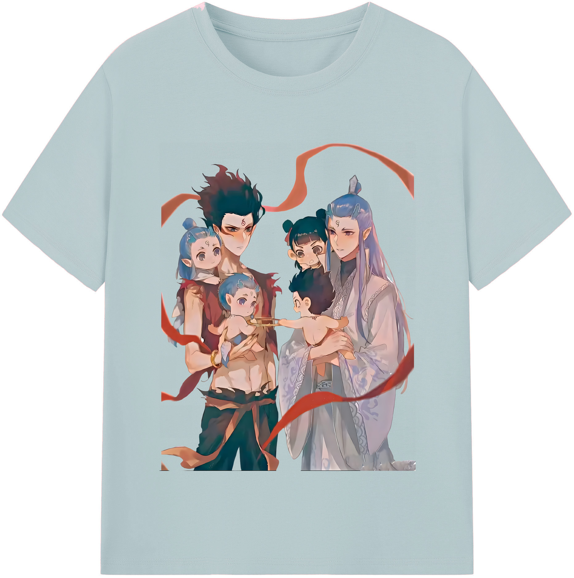 （画像用） Ne Zha 2 ナタ 魔童の大暴れ 綿100％半袖Tシャツ（フロントプリント）